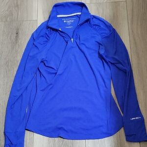 Coolibar Blue Athletic Fit Quarter-Zip Pullover Medium